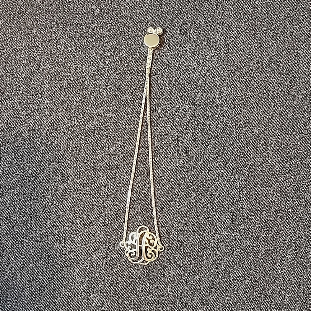 Silver Monogram "A" Bracelet